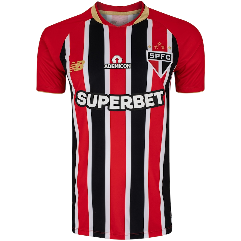Camisa São Paulo II 25/26 - Torcedor Masculina - Vermelho, Branco e Preto